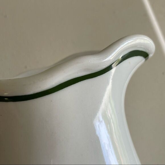 Vintage Albert Pick Co. Vitrified Cream Pitcher or Vase with Green Trim - Picture 5 of 12